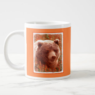 Grande Tasse Grizzly Bear Cub dans Fireweed Peinture Art de la