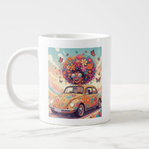 Grande Tasse Groovy Rainbow Rétro Années 70 Boho Flower Power