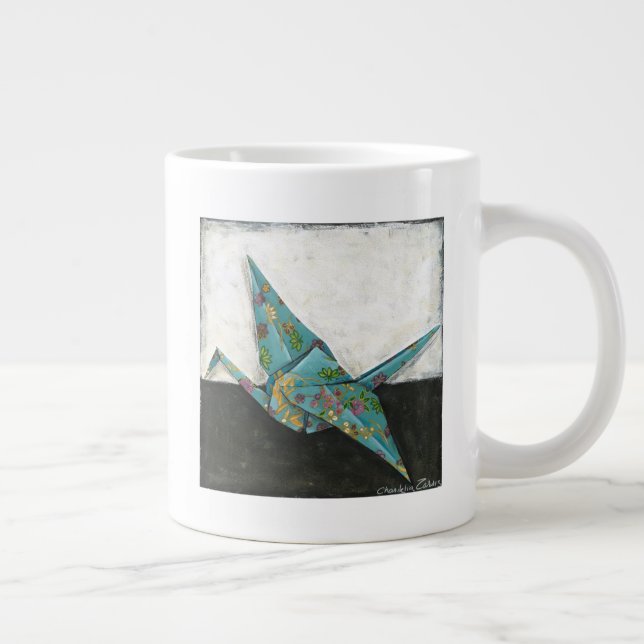 Grande Tasse Grue Origami aux motifs floraux (Droite)