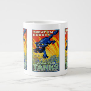 Grande Tasse Guerre militaire vintage Recrutement avec un chat