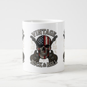 Grande Tasse Guitare Drapeau Américain Crâne Rock Vintage Retro