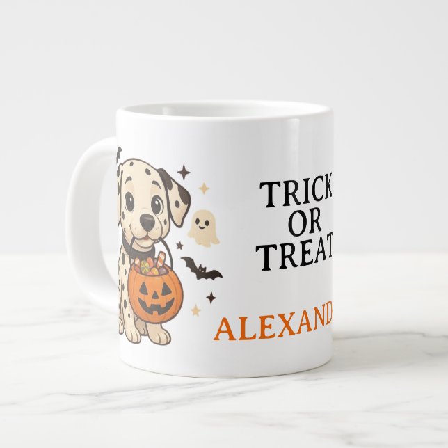 Grande Tasse Halloween Chien Dalmatien Trick ou traitement (Devant gauche)