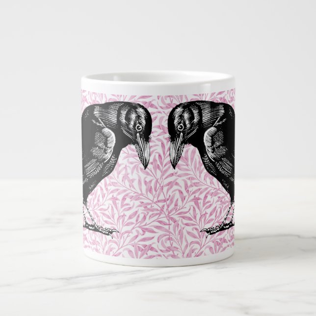 Grande Tasse Halloween corneille ou corbeau rose et noir (Devant)