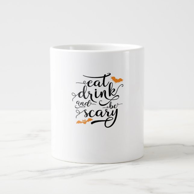 Grande Tasse Halloween Eat Drink And Be Scary Retro Classic (Devant)