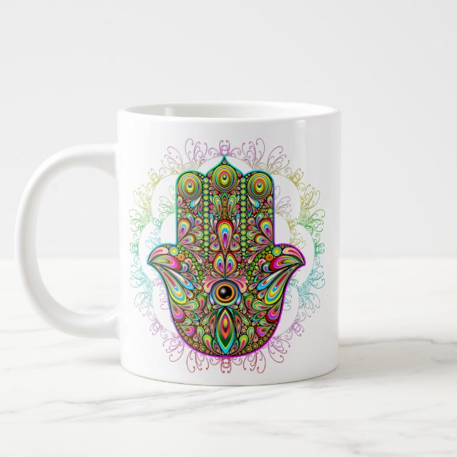 Grande Tasse Hamsa Fatma Main Psychedelic Art (Gauche)