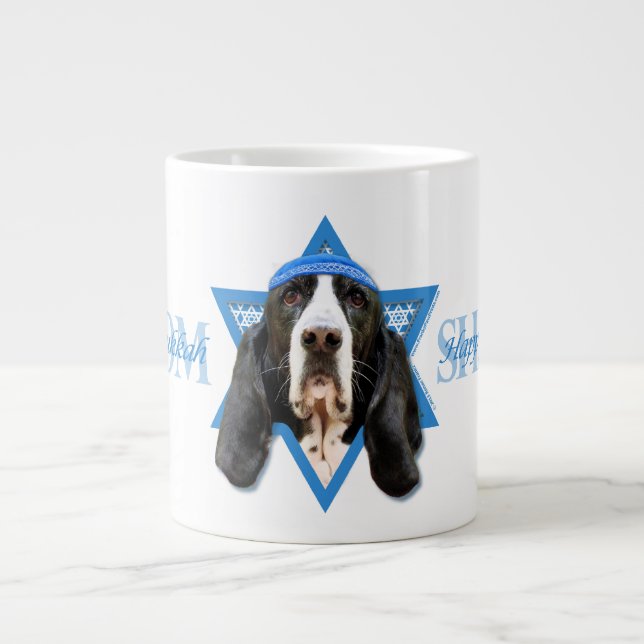 Grande Tasse Hanoukka Star de David - Basset Hound - Jasmine (Devant)