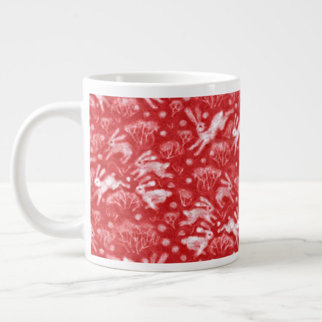 Grande Tasse Hares Fil de neige lapins blancs Animaux d'hiver R (Gauche)