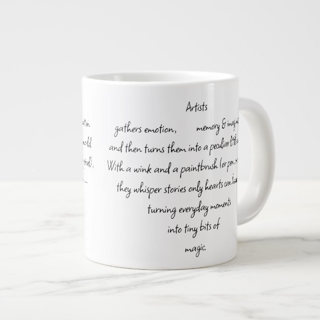 Grande Tasse Heart Words Explaining and Artist Whimsical Art (Devant droit)