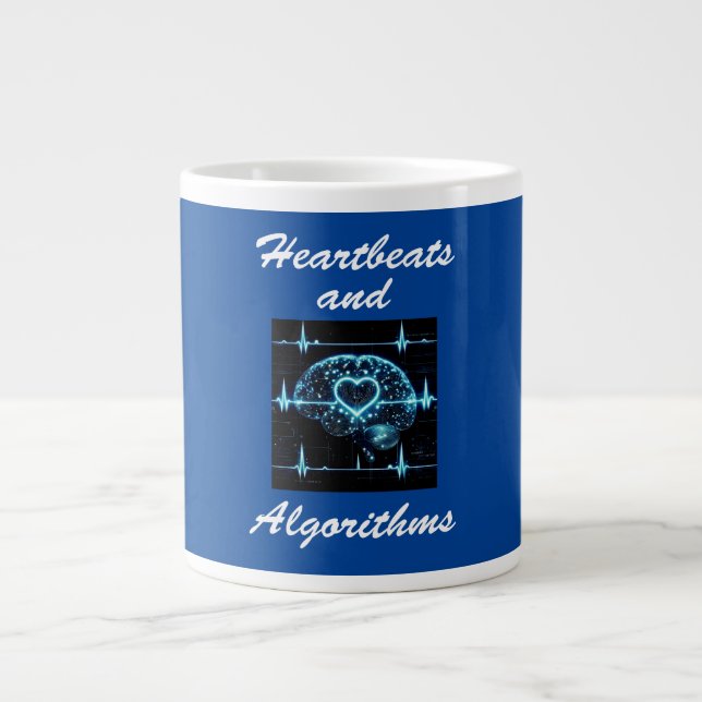Grande Tasse "Heartbeats and Algorithmes" amour futuriste (Devant)