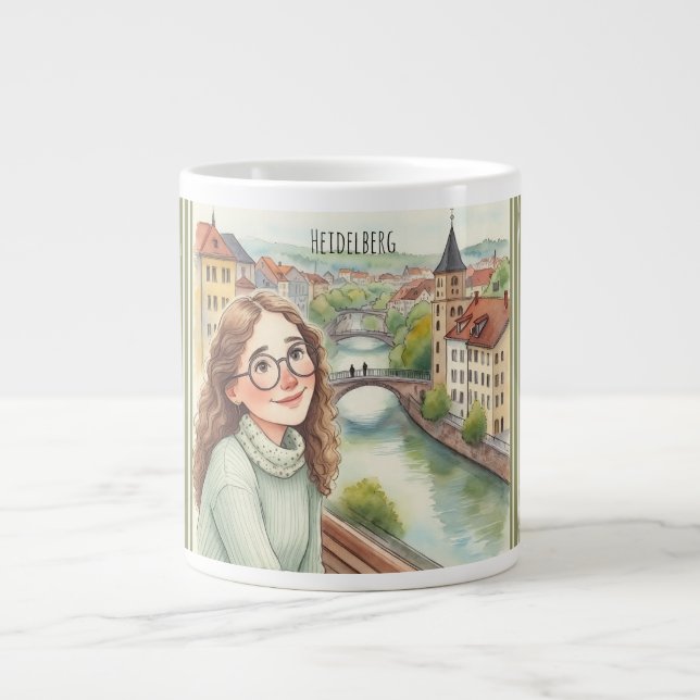 Grande Tasse Heidelberg, Allemagne Jolie Fille En Heidelberg (Devant)