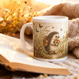 Grande Tasse Hérisson à l'aquarelle vintage Cottagecore Maison 