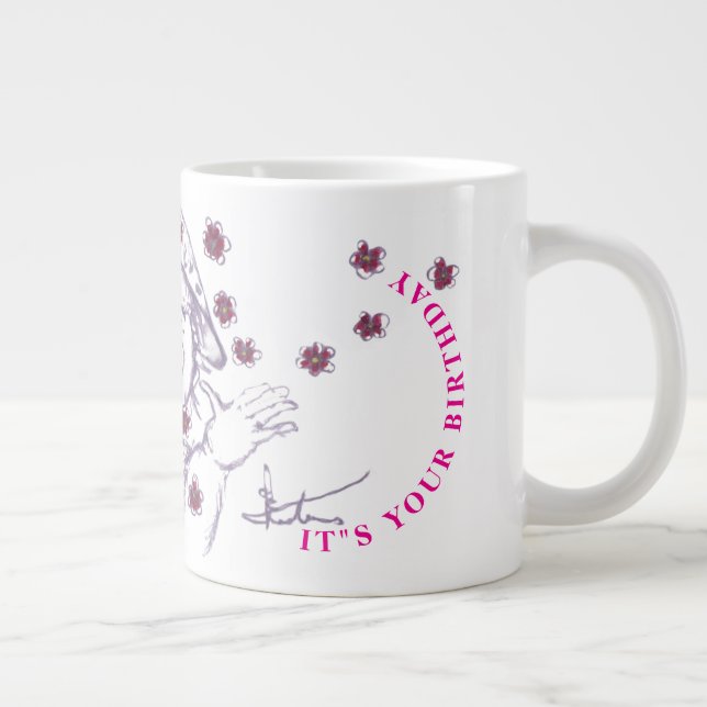 Grande Tasse Heureuse petite fille mignonne dessinant  (Droite)