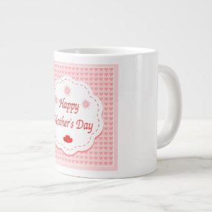 GRANDE TASSE "HEUREUX JOUR DE LA MÈRE" COEURS ROSES