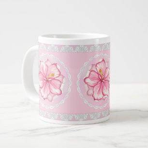 Grande Tasse Hibiscus & dentelle PINK
