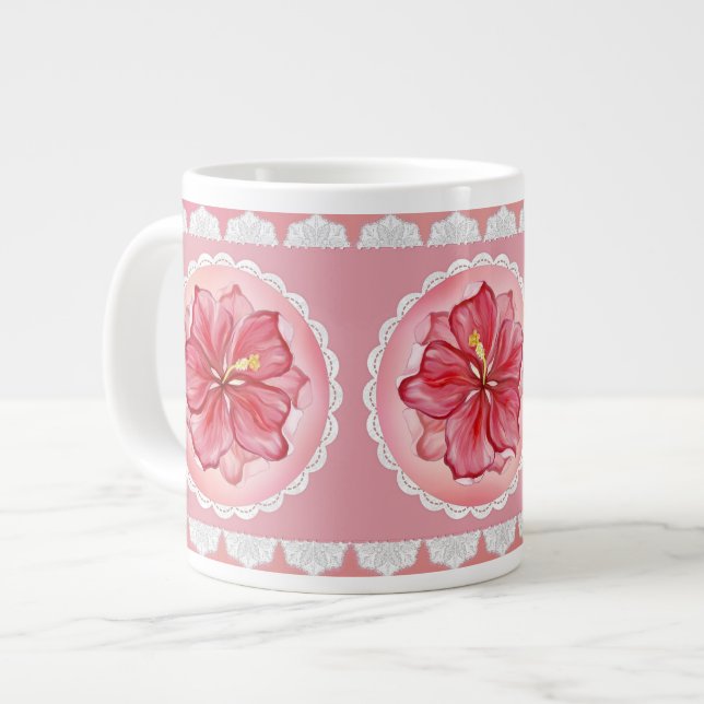 Grande Tasse Hibiscus & dentelle RED (Devant gauche)