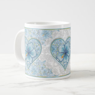 Grande Tasse Hibiscus & dentelle TURQUOISE