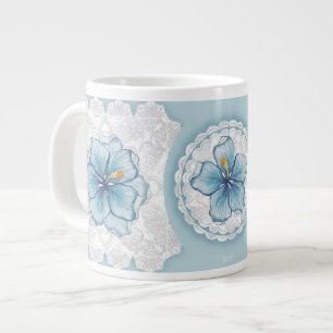 Grande Tasse Hibiscus & dentelle TURQUOISE