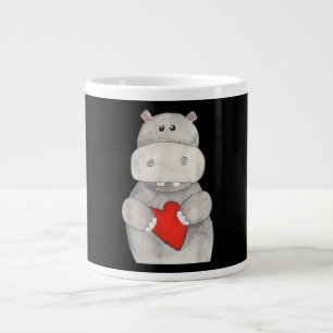 Grande Tasse Hippopotame mignon tenant le coeur Love Hippo