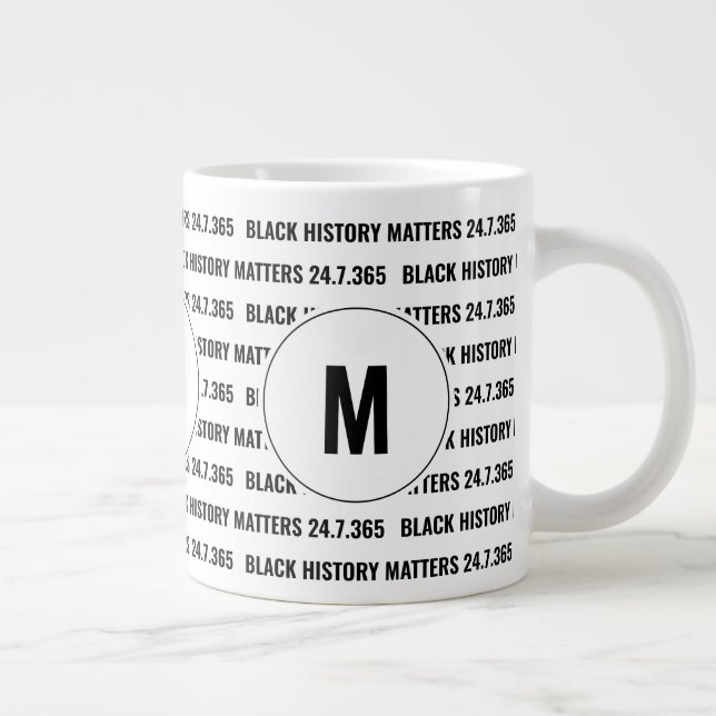 Grande Tasse HISTOIRE NOIRE Élégante QUI COMPTE Monogramme (Droite)