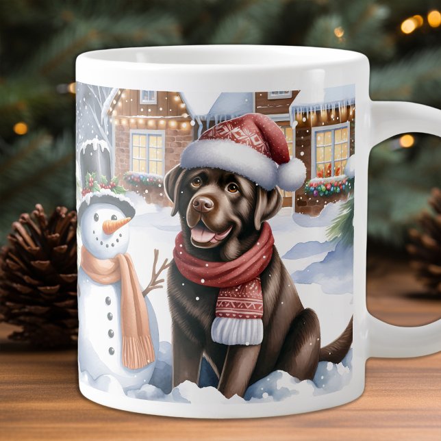 Grande Tasse Hiver Labrador Retriever Chien Chien Chien Snowman (Créateur téléchargé)