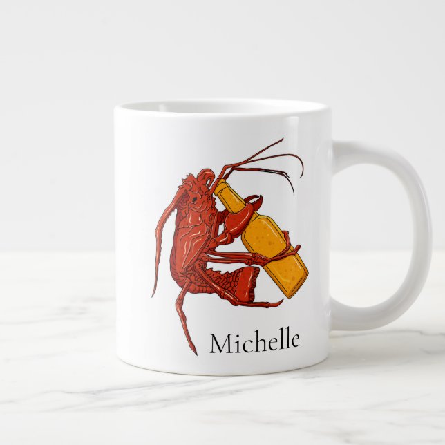 Grande Tasse Homard à la bière Personnalisé Nommé (Droite)
