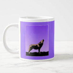 Grande Tasse Howling Wolf at Sunset - Art faunique original