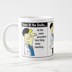 Grande Tasse Humour de dessin du conteneur d'expédition de Dock