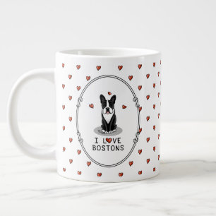 Grande Tasse I Love Bostons Boston Terriers (noir et blanc)