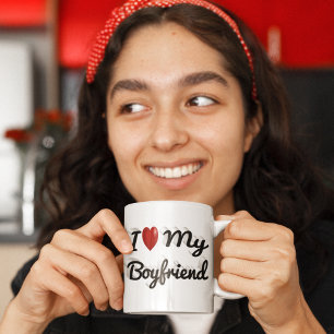Grande Tasse I Love My Boyfriend texte noir mignon