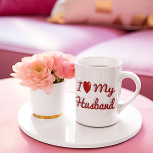 Grande Tasse I Love My Husband texte rouge mignon