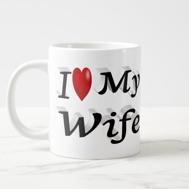 Grande Tasse I Love My Wife mignon texte noir (Gauche)