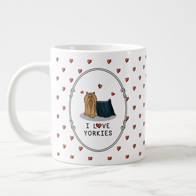 Grande Tasse I Love Yorkies (I Love Yorkshire Terriers) coeur (Gauche)