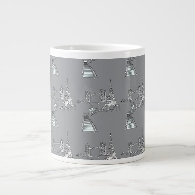 Grande Tasse Icônes du monde Gris    (Devant)