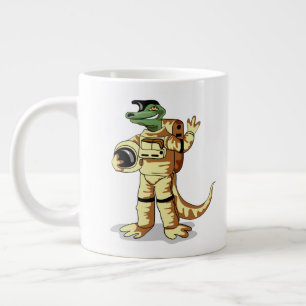 Grande Tasse Iguanodon Habillé Dans Un Spacesuit Cosmonaute.