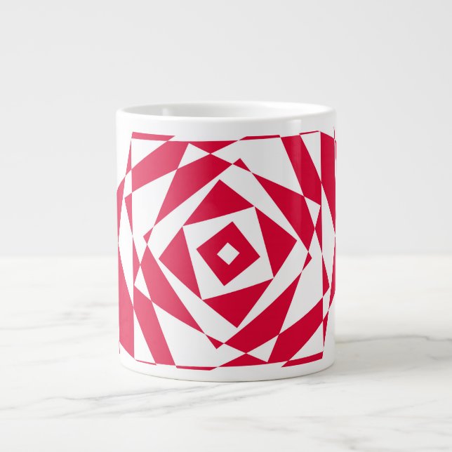 Grande Tasse Illusion abstraite rouge blanc (Devant)