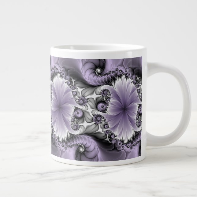 Grande Tasse Illusion Lilac Abstrait Floral Fractal Art Imagina (Droite)