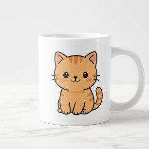 Grande Tasse Illustration de chat tigré orange Kawaii mignon