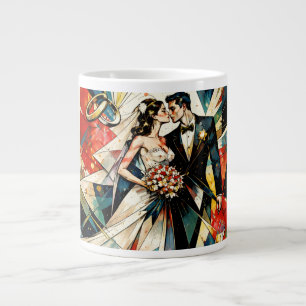 Grande Tasse Illustration de couple de mariage Art Déco moderne