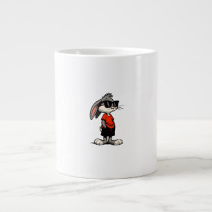 Grande Tasse Illustration de dessin animé de lapin cool avec lu