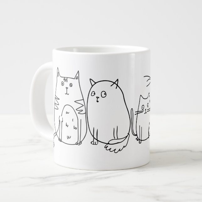 Grande Tasse Illustration de dessin artistique de la chat gang  (Devant gauche)