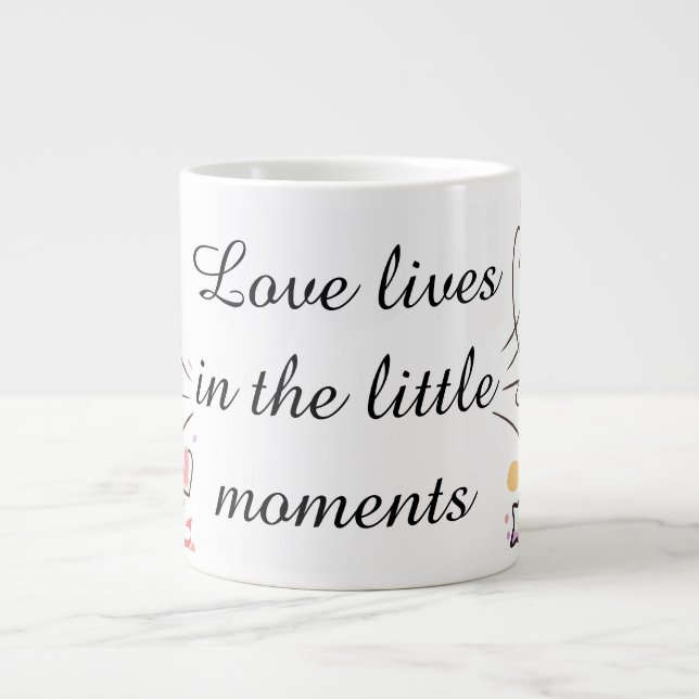 Grande Tasse Illustration de doodle d'amour enjoué (Devant)