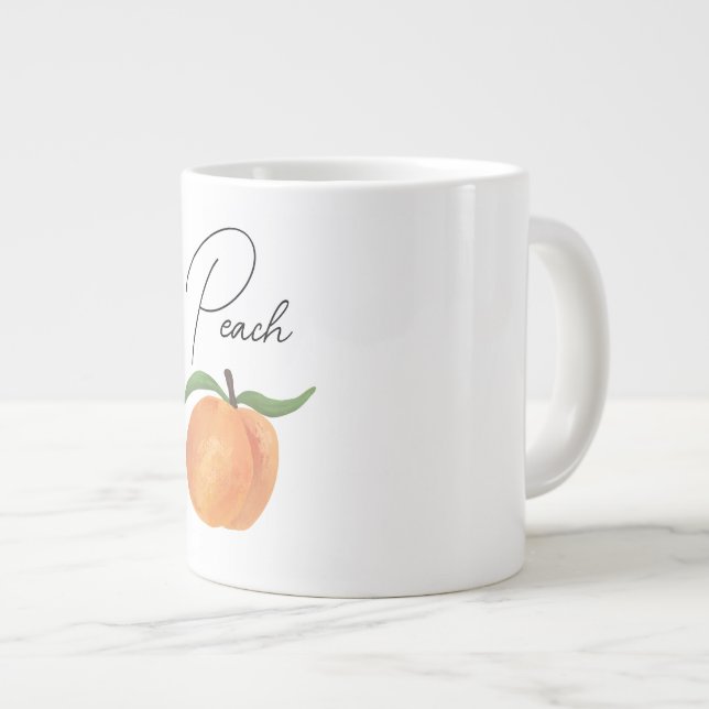 Grande Tasse Illustration de fruit pêche peint mignon  (Devant droit)
