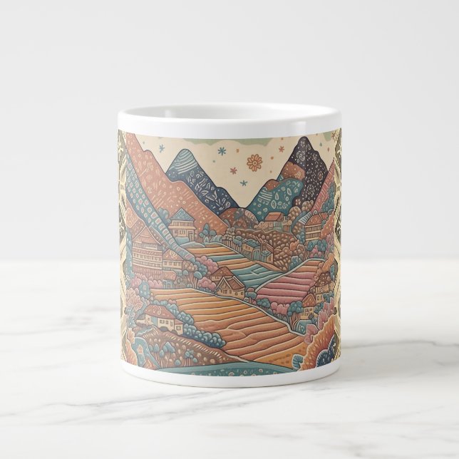 Grande Tasse Illustration de la montagne Batik (Devant)