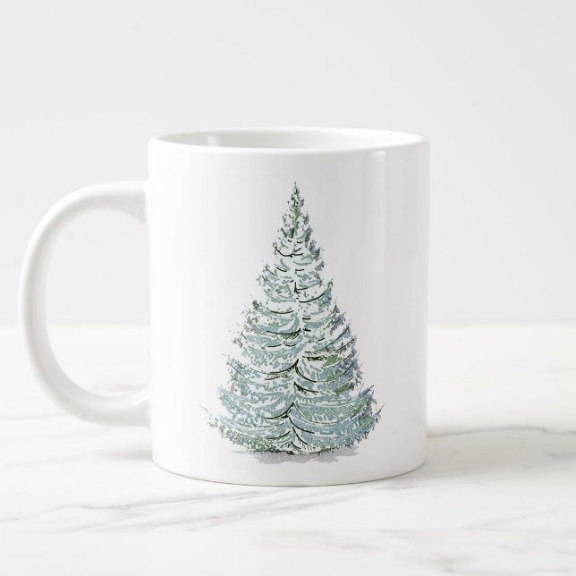 Grande Tasse Illustration de l'épinette couverte de neige (Gauche)