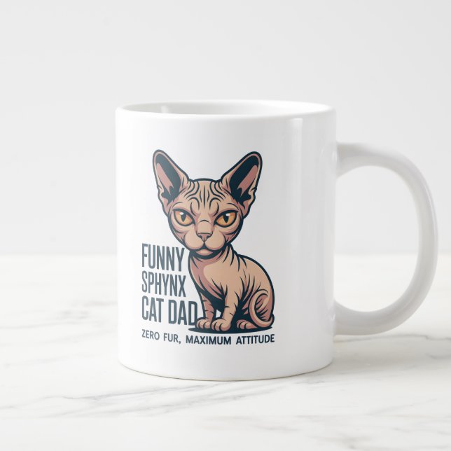 Grande Tasse Illustration de papa chat Sphynx drôle (Droite)