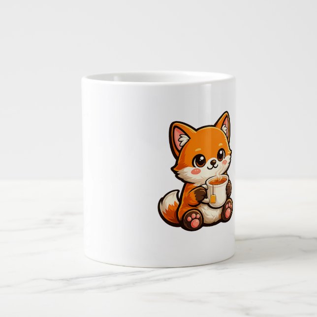 Grande Tasse Illustration de renard à thé mignon – Renard confo (Devant)