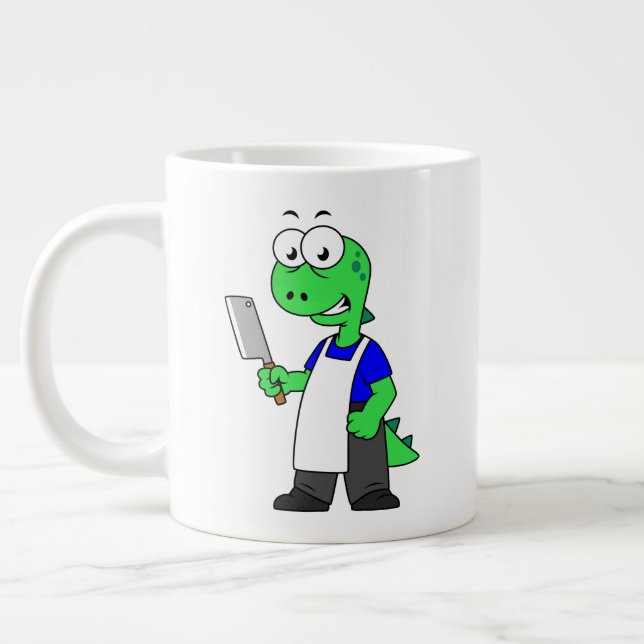 Grande Tasse Illustration D'Un Boucher Rex Tyrannosaurus. (Gauche)