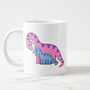 Grande Tasse Illustration D'Un Brachiosaurus Mère Et Enfant.