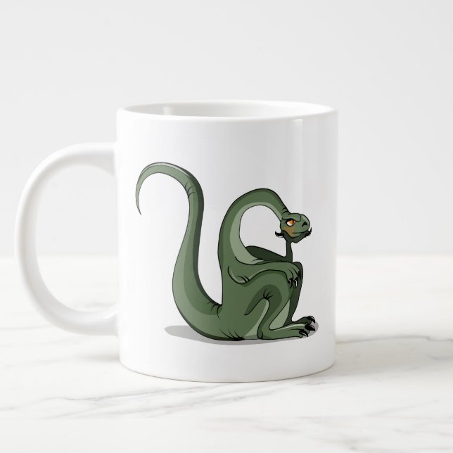 Grande Tasse Illustration D'Un Brontosaurus Caricaturé Qui Pens (Gauche)
