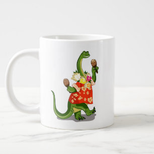 Grande Tasse Illustration D'Un Brontosaurus Jouant À Maracas.